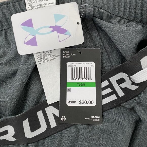 NWT Under Armour Heatgear Girl's Play Up Solid Shorts Color Steel Size Large - Picture 4 of 7